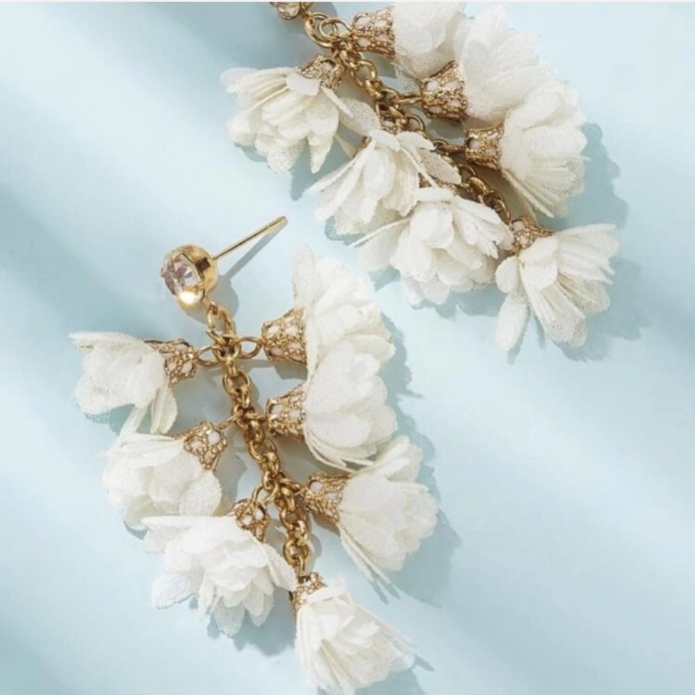 Boho Chic Chiffon Flower Tier Dangle gold